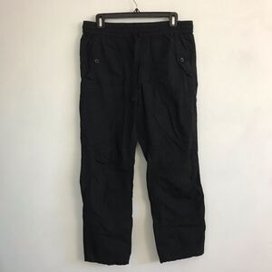 Loft Cargo Pant Womens Black Pull On Cropped Bottoms Drawstring Sz 6